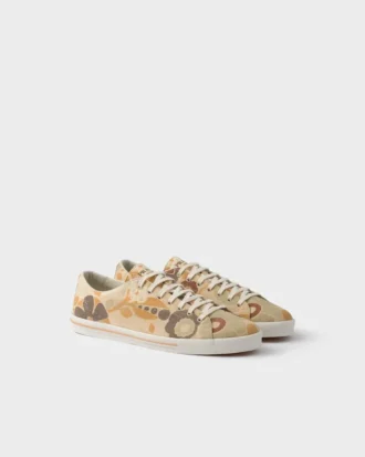 Adidași din pânză cu imprimeu floral și șireturi