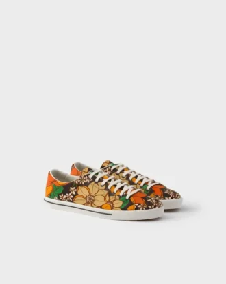 Adidași din pânză cu imprimeu floral și șireturi