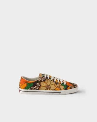 Adidași din pânză cu imprimeu floral și șireturi