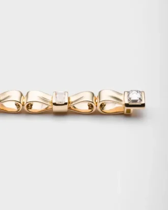 Brățară Eternal Gold Bow din aur galben și diamante create în laborator