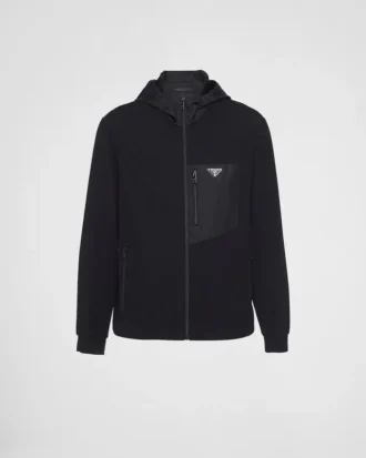 Cardigan din bumbac tehnic și Re-Nylon