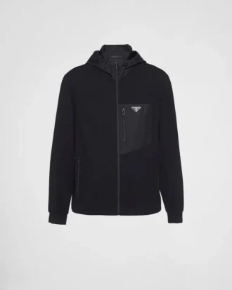 Cardigan din bumbac tehnic și Re-Nylon