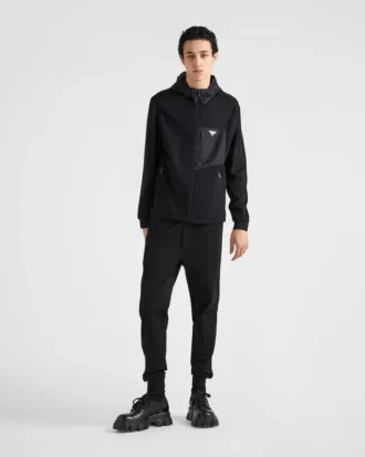 Cardigan din bumbac tehnic și Re-Nylon