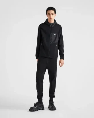 Cardigan din bumbac tehnic și Re-Nylon
