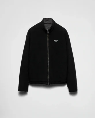 Cardigan reversibil din fleece și amestec de cașmir
