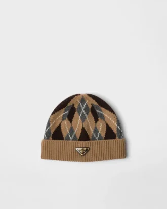 Căciulă din tricot cu model Argyle