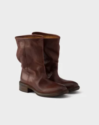 Cizme din piele cu efect vintage