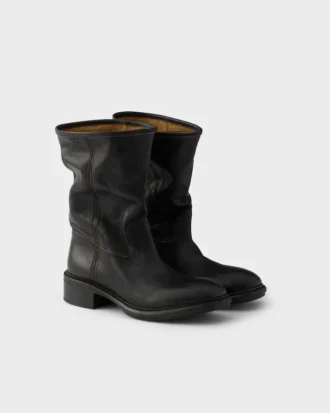 Cizme din piele cu efect vintage