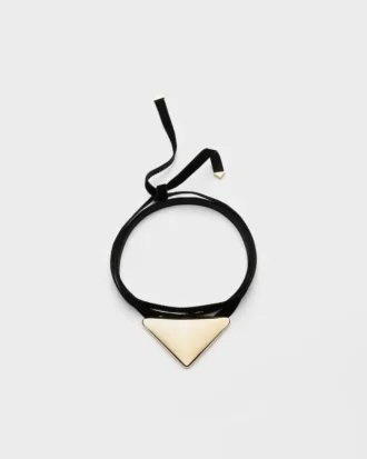 Colier choker Eternal Gold cu pandantiv mare din aur galben