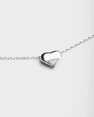 Colier Eternal Gold Nano Heart din aur alb cu diamant creat în laborator Colier Eternal Gold Nano Heart din aur alb cu diamant creat în laborator