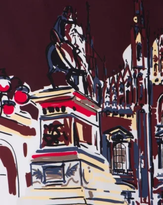 Eșarfă din mătase cu imprimeu Pittoresque Milan 90