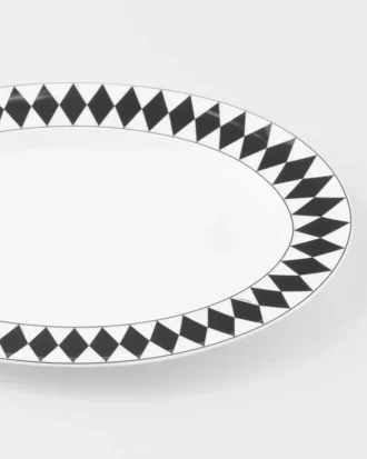 Farfurie mare de servit din porțelan – Checkerboard