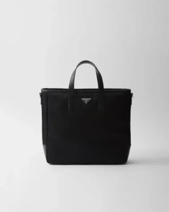 Geantă de mână din Re-Nylon și piele Saffiano