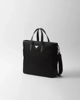 Geantă de mână din Re-Nylon și piele Saffiano