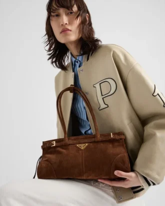 Geantă de mână Prada Bonnie Medium din piele de căprioară