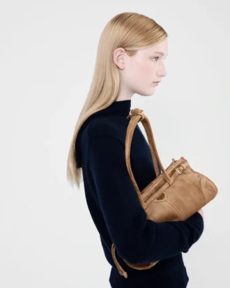 Geantă de mână Prada Bonnie Medium din piele de căprioară