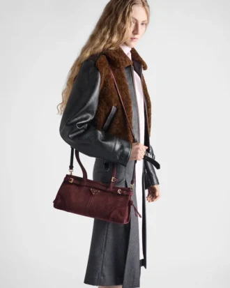 Geantă de mână Prada Bonnie Medium din piele de căprioară