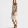 Geantă de mână Prada Bonnie mică din in și piele Geantă de mână Prada Bonnie mică din in și piele
