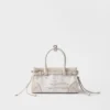 Geantă de mână Prada Bonnie Small din in imprimat și piele