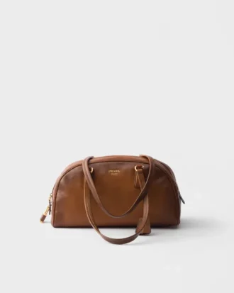 Geantă de piele Prada Bowling Medium cu mâner superior
