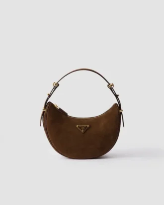 Geantă de umăr Prada Arqua din piele de căprioară