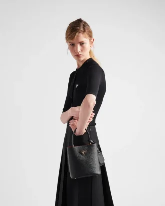Geantă mică Prada Panier din piele Saffiano Geantă mică Prada Panier din piele Saffiano