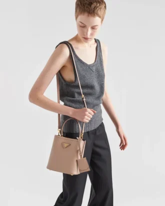 Geantă mică Prada Panier din piele Saffiano