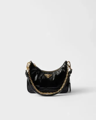 Geantă mini din piele lăcuită Prada Re-Edition Naplak