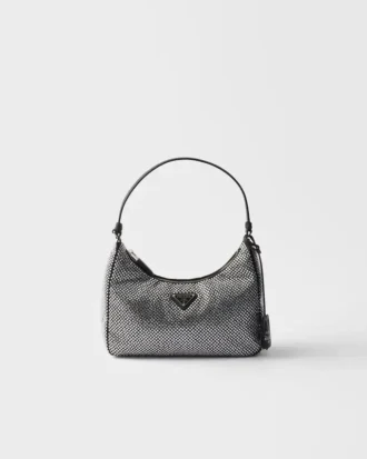 Geantă mini din satin cu cristale Prada Re-Edition 2005
