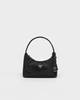 Geantă mini Prada Re-Edition din satin cu cristale Geantă mini Prada Re-Edition din satin cu cristale
