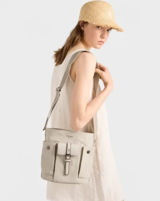 Geantă mini tip sac din pânză și piele Prada Route