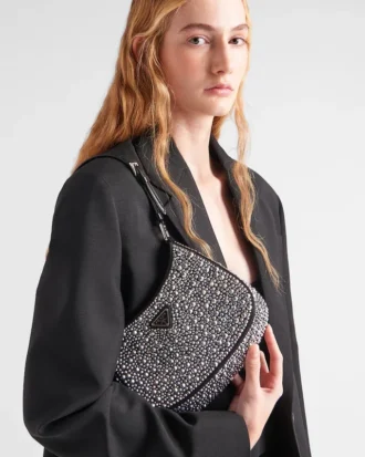 Geantă Prada Cleo din satin cu cristale