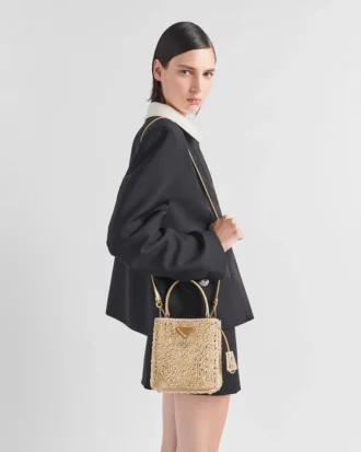 Geantă Prada Panier din satin cu cristale Geantă Prada Panier din satin cu cristale