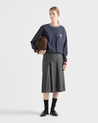 Hanorac din bumbac fleece cu guler rotund