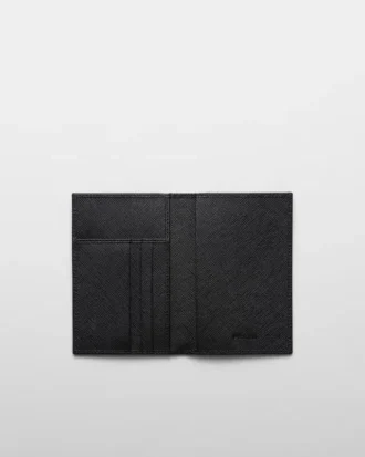 Husă pentru pașaport din Re-Nylon și piele Saffiano
