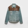 Jachetă blouson din denim și piele Jachetă blouson din denim și piele