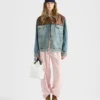Jachetă blouson din denim și piele Jachetă blouson din denim și piele