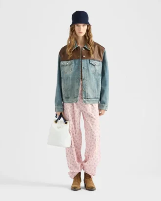 Jachetă blouson din denim și piele Jachetă blouson din denim și piele