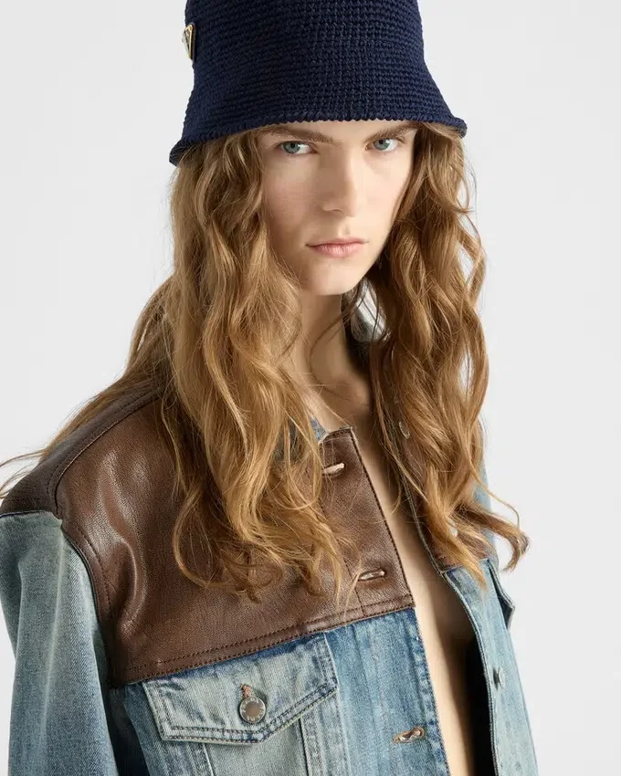 Jachetă blouson din denim și piele Jachetă blouson din denim și piele
