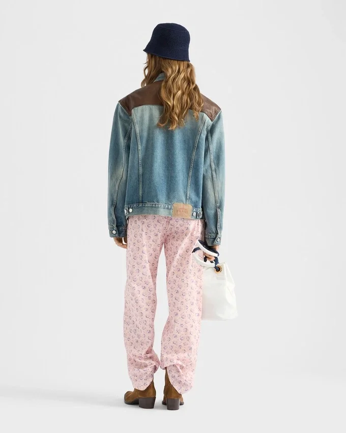 Jachetă blouson din denim și piele Jachetă blouson din denim și piele