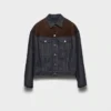 Jachetă blouson din denim și piele de căprioară Jachetă blouson din denim și piele de căprioară