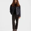 Jachetă blouson din denim și piele de căprioară Jachetă blouson din denim și piele de căprioară