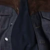 Jachetă blouson din denim și piele de căprioară Jachetă blouson din denim și piele de căprioară