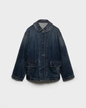 Jachetă blouson din denim spălat Jachetă blouson din denim spălat