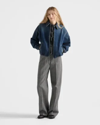 Jachetă blouson din denim spălat Jachetă blouson din denim spălat