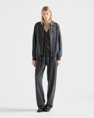 Jachetă blouson din lână și cașmir