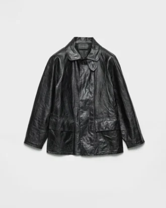 Jachetă blouson din piele cu aspect vintage