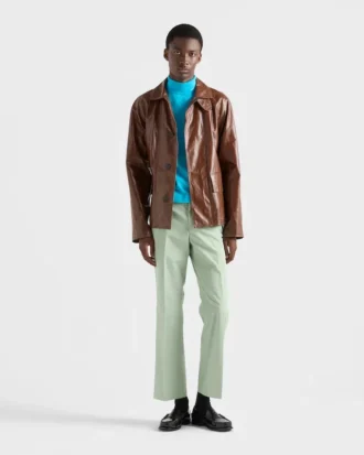 Jachetă blouson din piele cu aspect vintage
