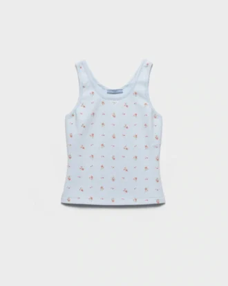 Maiou din tricot cu nervuri și imprimeu buchet