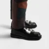 Mocasini din piele periată cu inel metalic Mocasini din piele periată cu inel metalic